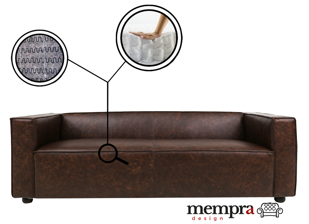 Mempra Design - 86" Opus Genuine Leather Square Arm Sofa
