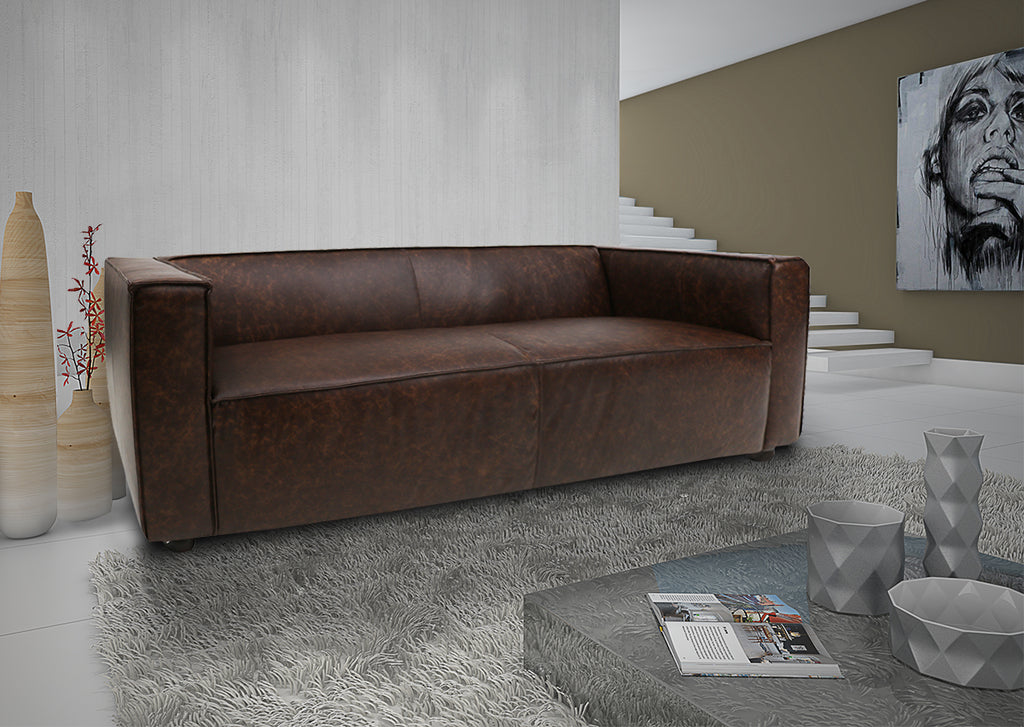 Mempra Design - 86" Opus Genuine Leather Square Arm Sofa