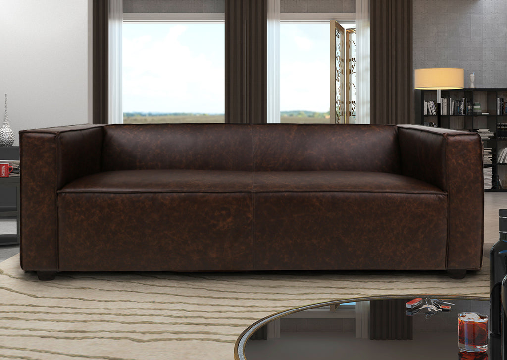 Mempra Design - 86" Opus Genuine Leather Square Arm Sofa